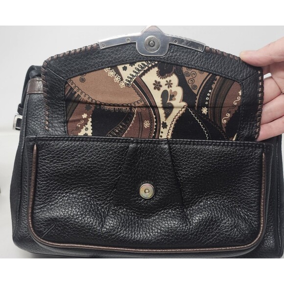 Brighton Womens Leather Crossbody Bag Wallet Organizer Purse Black Brown Charm - Picture 13 of 13